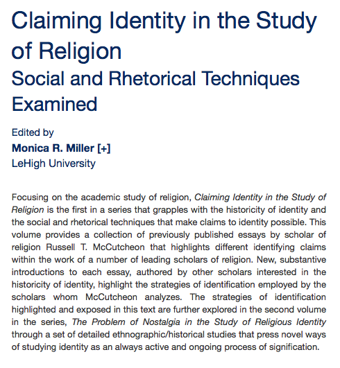 An article about Claiming Identity in the Study of Religion Social and Rhetorical Techniques Examined