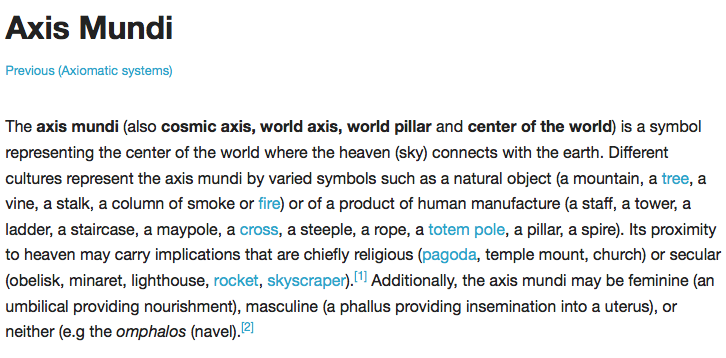 The definition of Axis Mundi