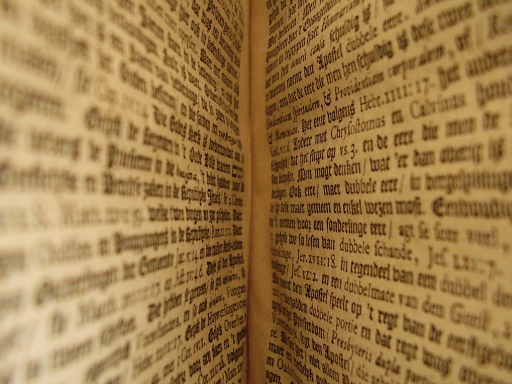 The inside of a book