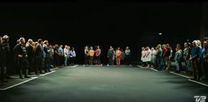 An image of people standing in different boxes