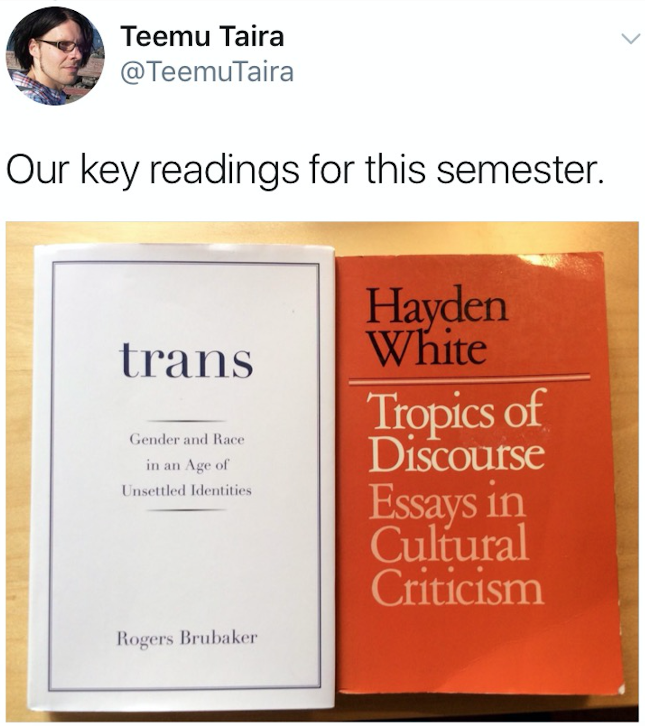 An image of Temmu Taira about the readings for a semester