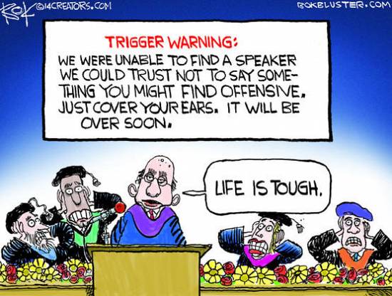An image of a cartoon involving Trigger Warnings