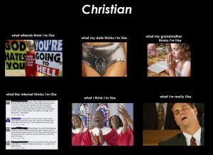 An image of different things people think christians do and don't do