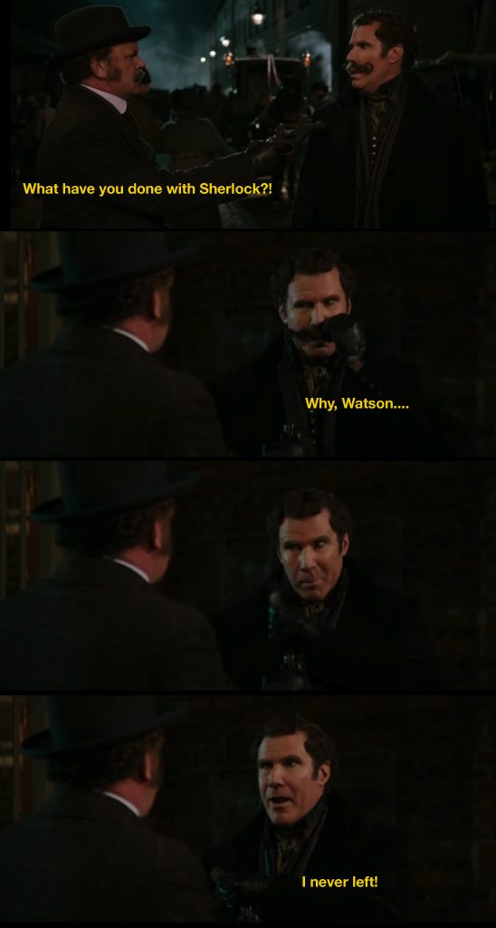 Will Ferrell having a conversation with a fake mustache